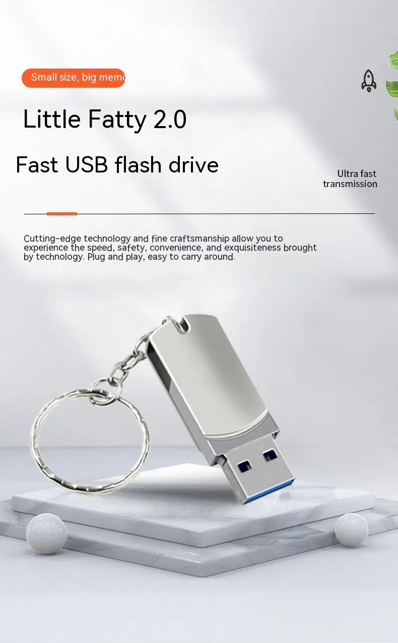 White metal rotation USB flash drive showing compact dimensions and swivel design