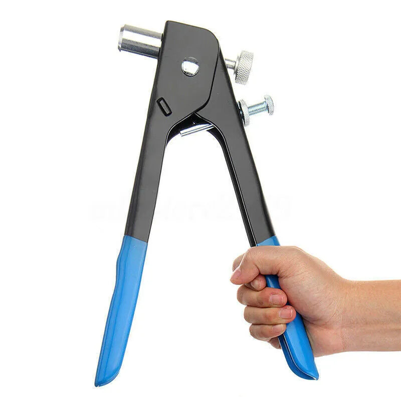 Alloy steel manual riveter tool with a case of rivet nuts and mandrels.
