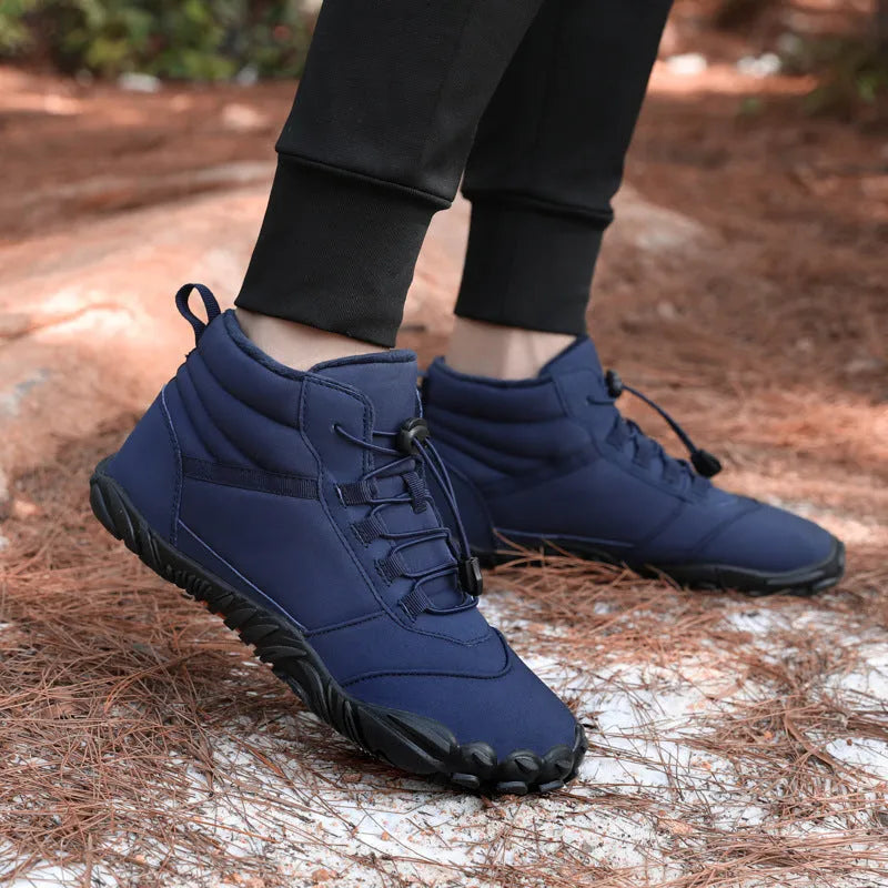 Fleece-lined waterproof snow boots, unisex high-top, black dark blue khaki, sizes 36-47