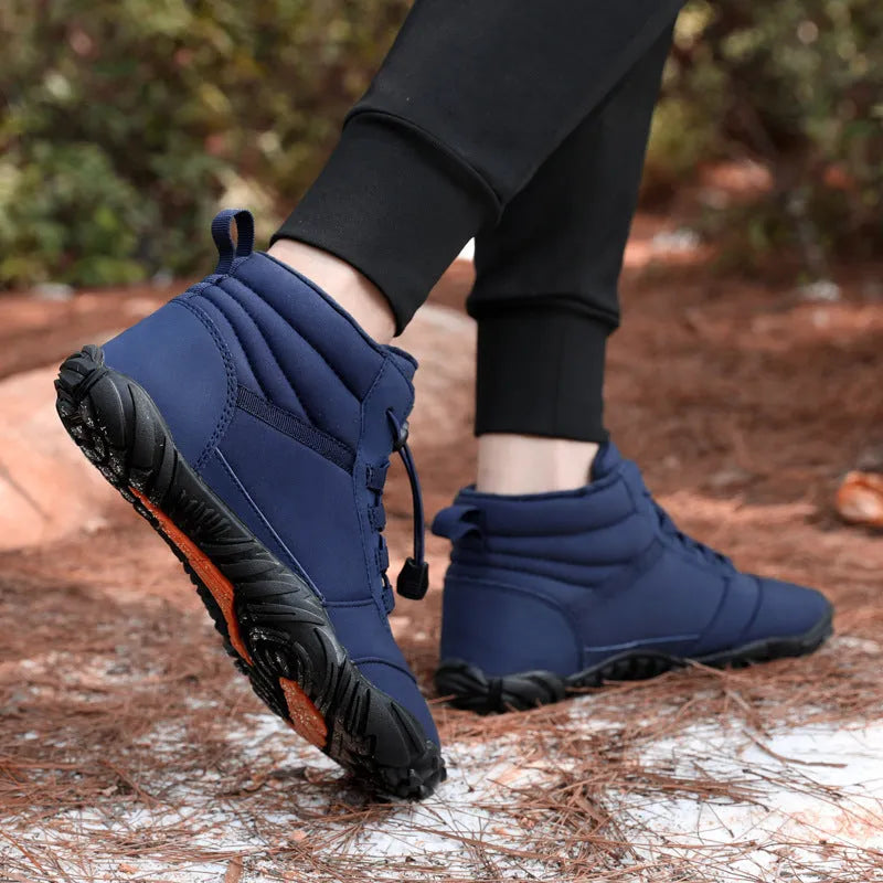Fleece-lined waterproof snow boots, unisex high-top, black dark blue khaki, sizes 36-47