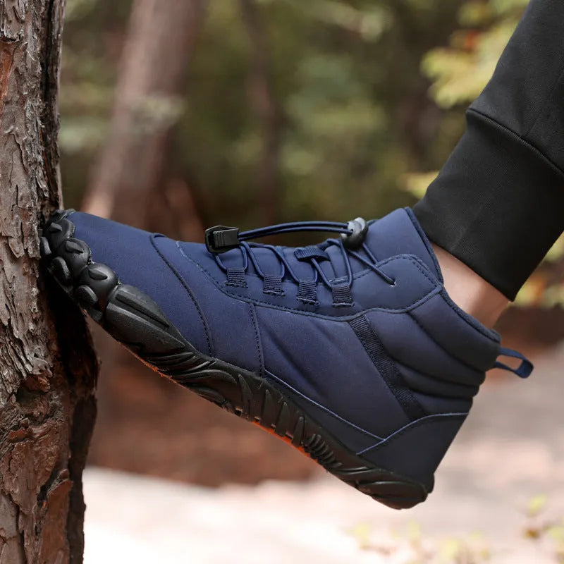 Fleece-lined waterproof snow boots, unisex high-top, black dark blue khaki, sizes 36-47