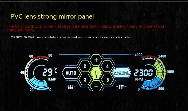 Black touch screen PC temperature controller for optical drive bay installation with colourful LED display