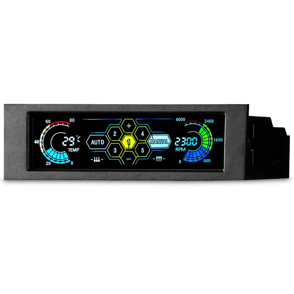 Black touch screen PC temperature controller for optical drive bay installation with colourful LED display