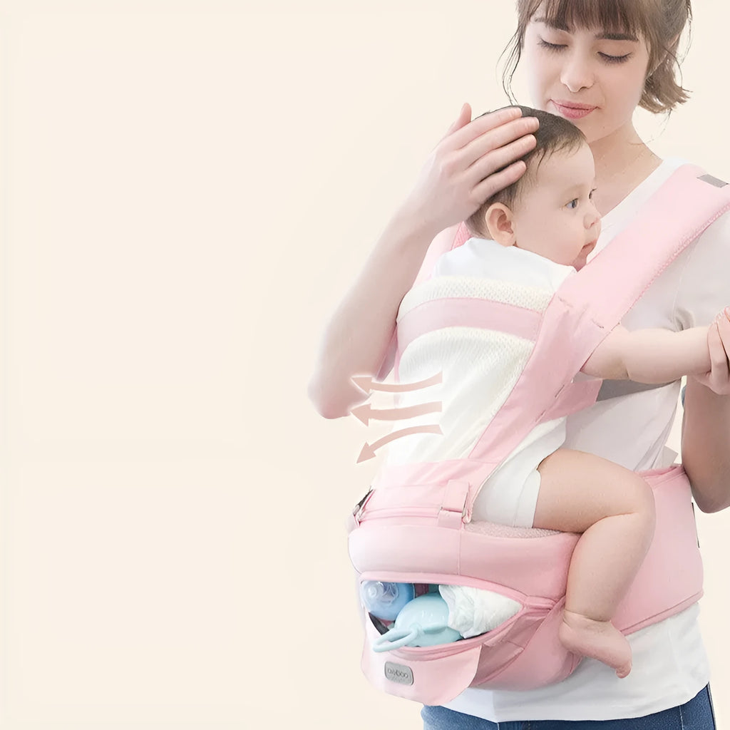 Baby carrying waist stool in mint blue for children aged 3 to 36 months