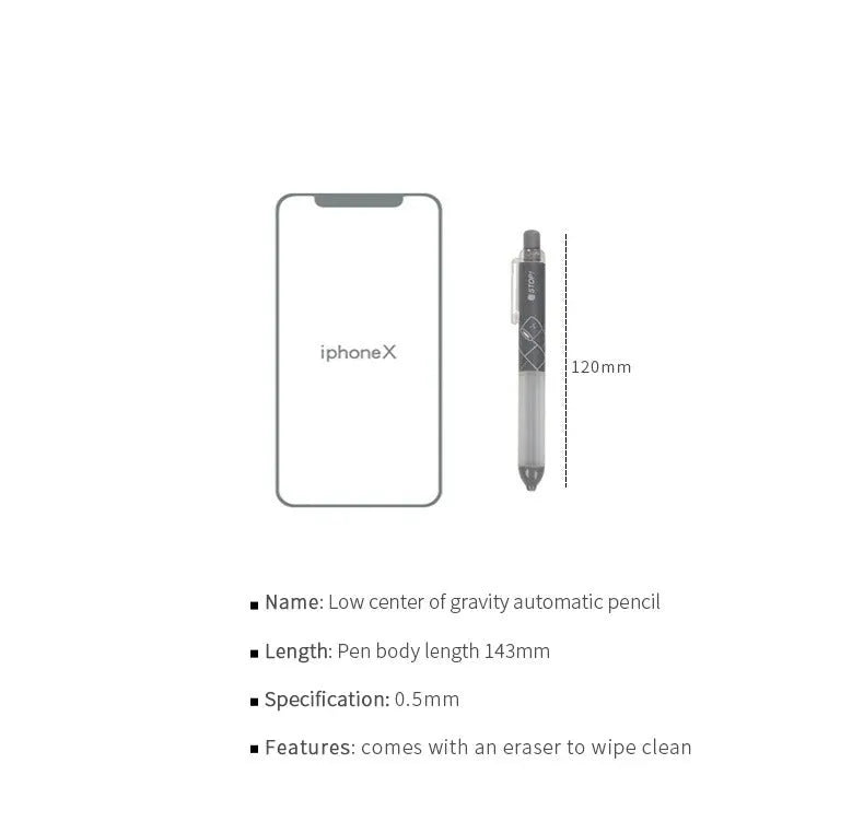 0.5mm automatic pencil with cloud grip in black and white colour options