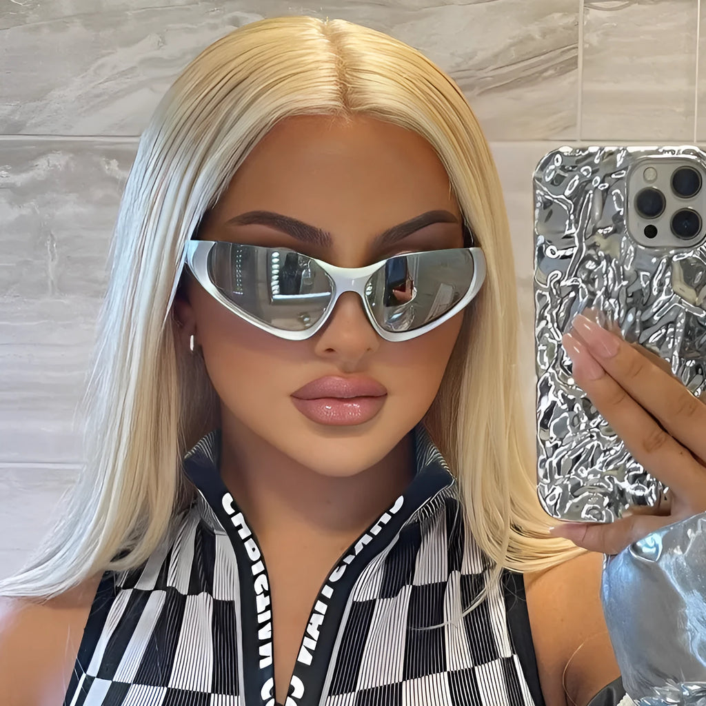 Millennium Future Punk sunglasses with black gray lens in sand black plastic frame for men street shot style