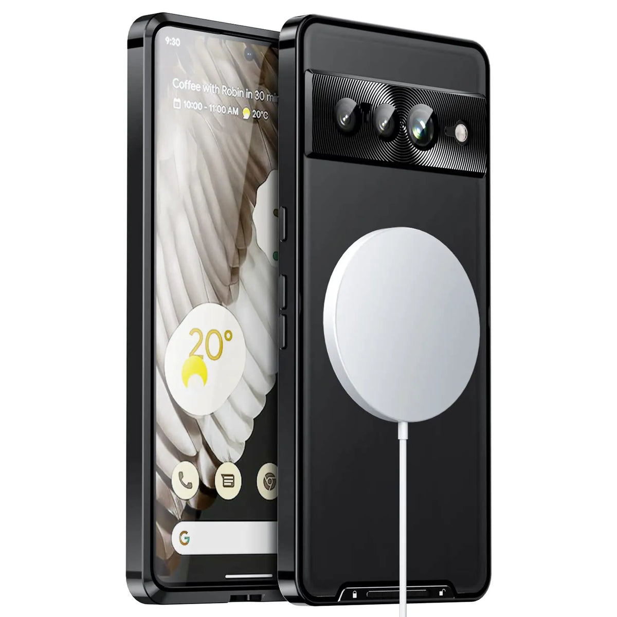 Metal phone case for Google 7, 7A, 7 Pro and 8 Pro with magnetic lock and PC metal back cover