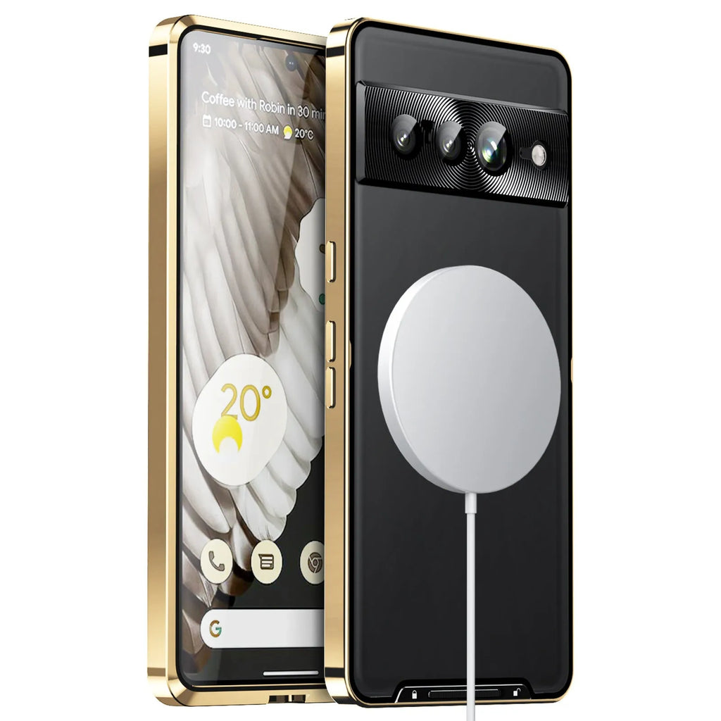 Metal phone case for Google 7, 7A, 7 Pro and 8 Pro with magnetic lock and PC metal back cover