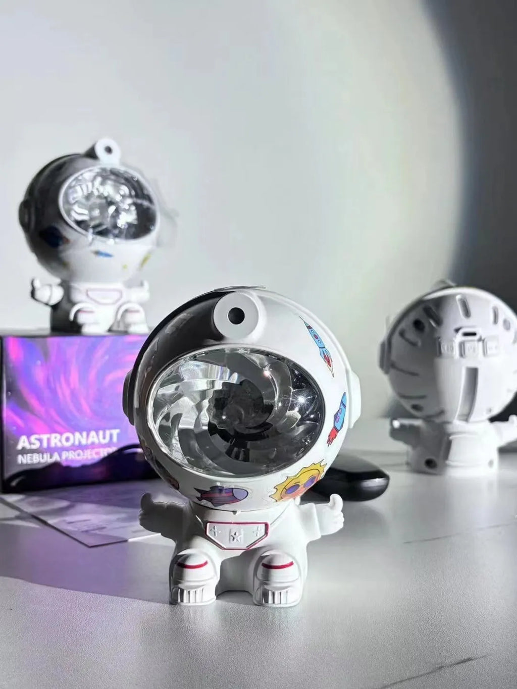 Aurora astronaut nebula vortex projector with remote control, socket powered, sitting or standing styles