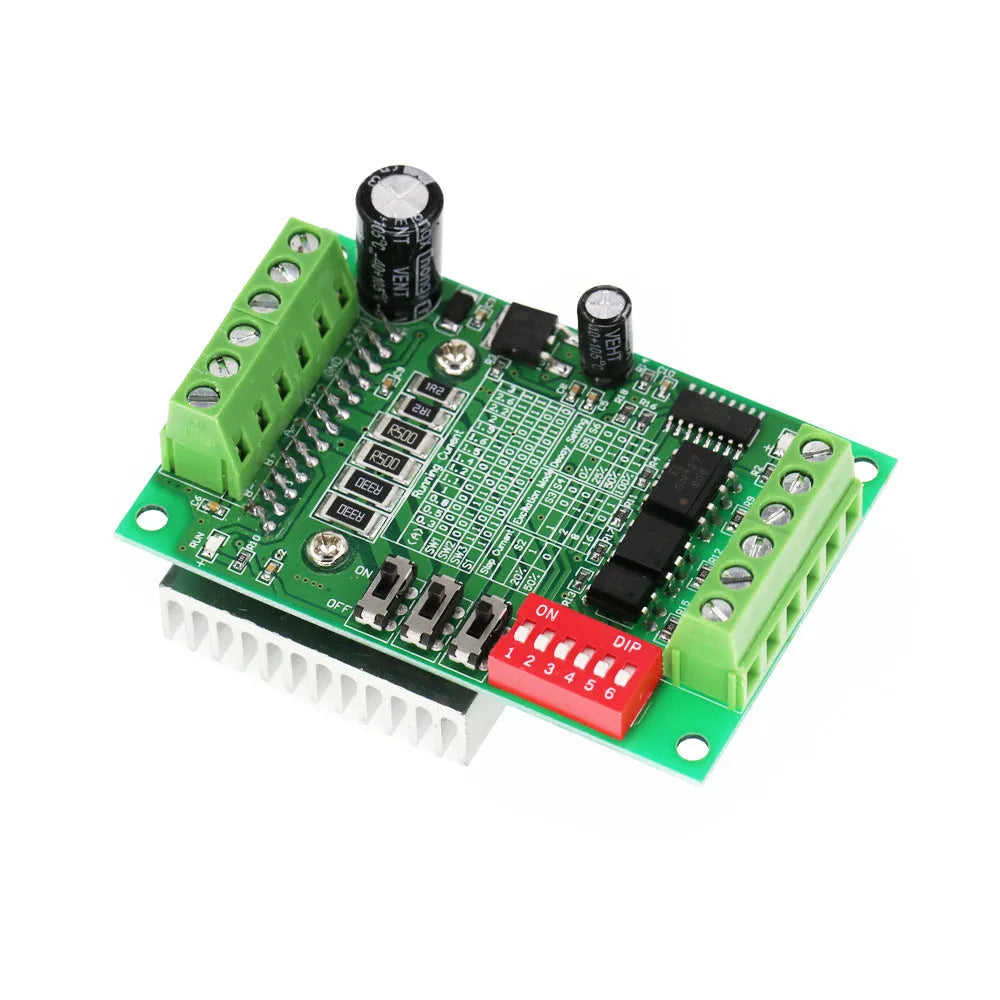 TB6560 3A stepper motor driver board with Toshiba chip and 6N137 optocoupler on white background