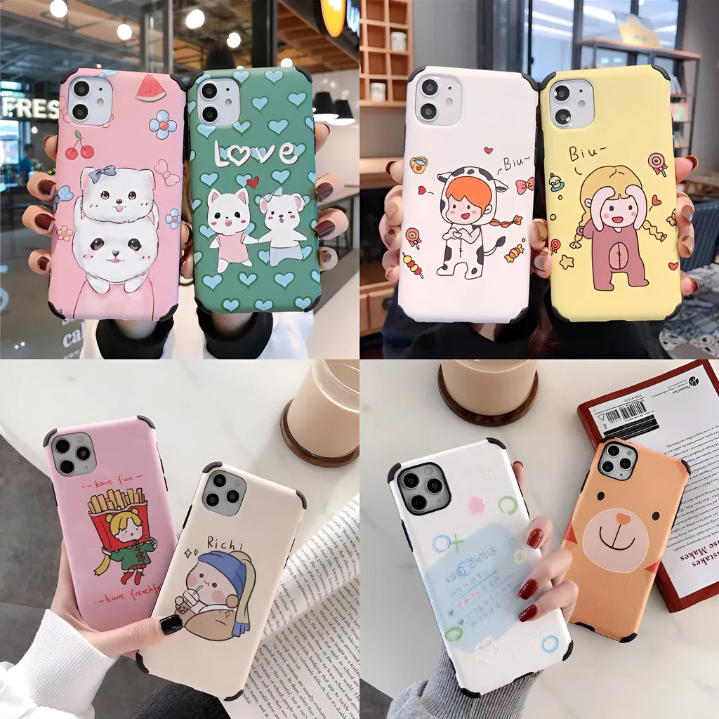 Compatible Apple iPhone cartoon frosted TPU phone case back cover solid colour
