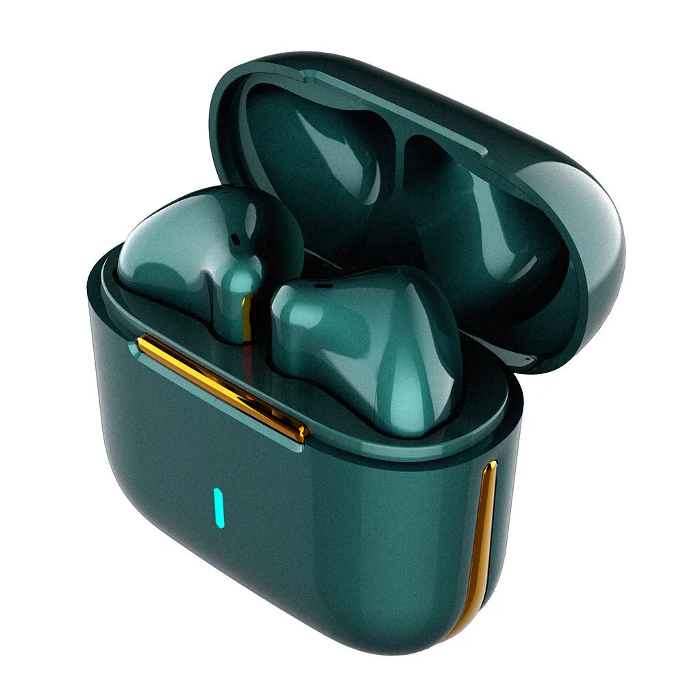 Wireless Bluetooth in-ear headset in white, black, dark green or dark blue, with USB charging cable and colour box