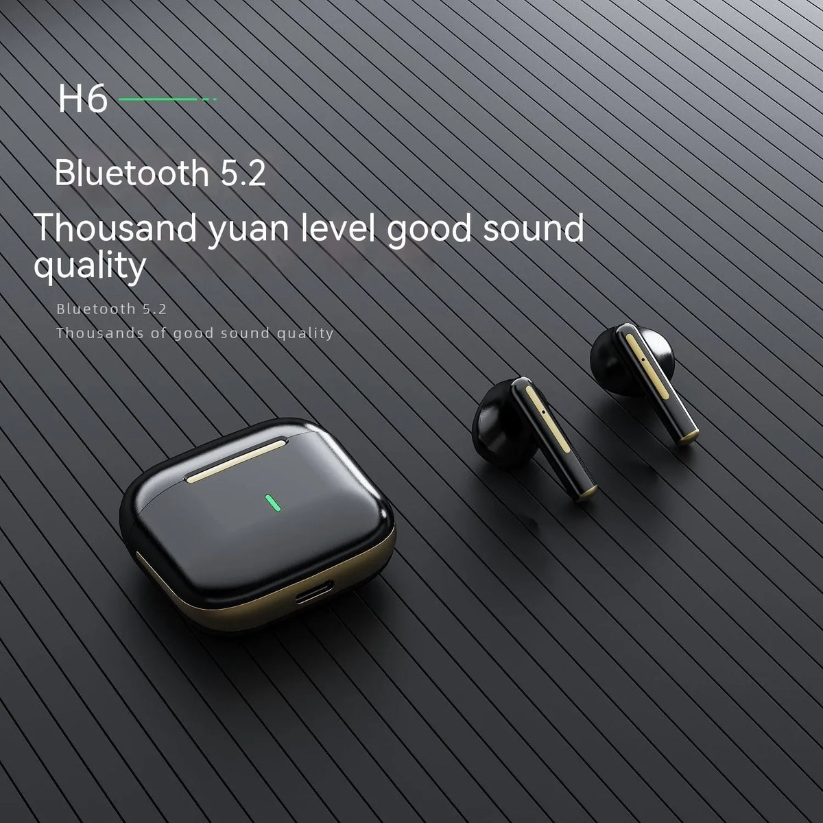 Wireless Bluetooth in-ear headset in white, black, dark green or dark blue, with USB charging cable and colour box