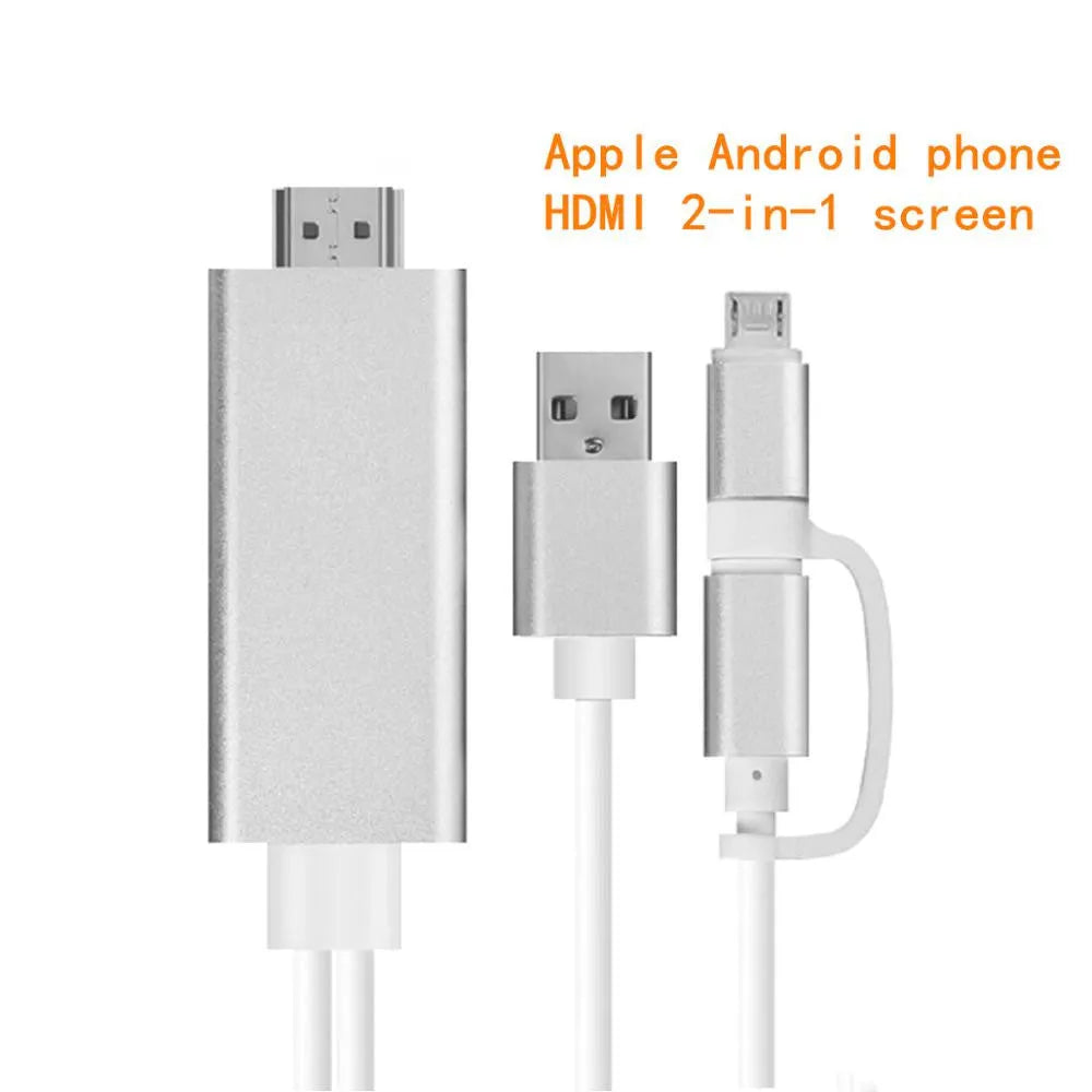 Silver 2 in 1 HDMI male to dual female splitter cable adapter 2 metres long
