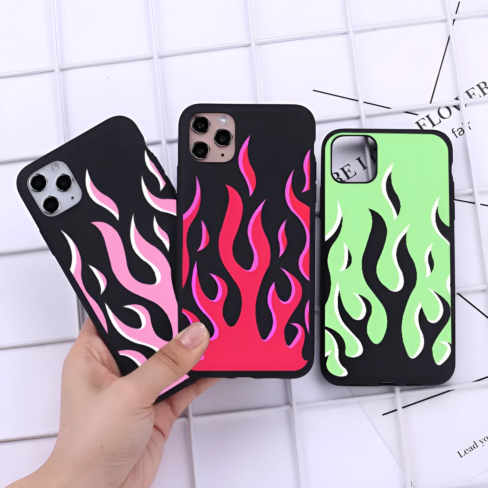 TPU flame back cover phone case for Apple iPhone, painted design in European American style
