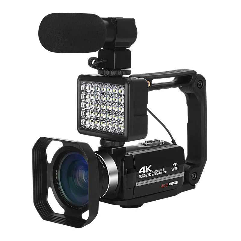 Black digital night vision camera with 3 inch LCD screen and 37mm lens mount