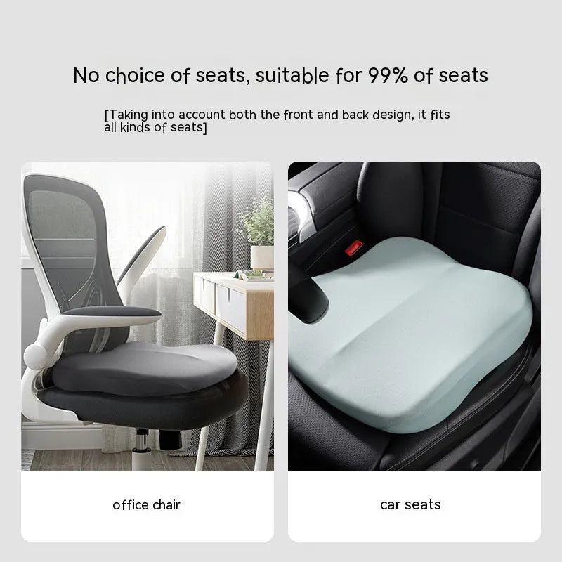 Car seat height adjustment cushion with Ice Silk fabric in various colour options showing 41x41x10cm dimensions
