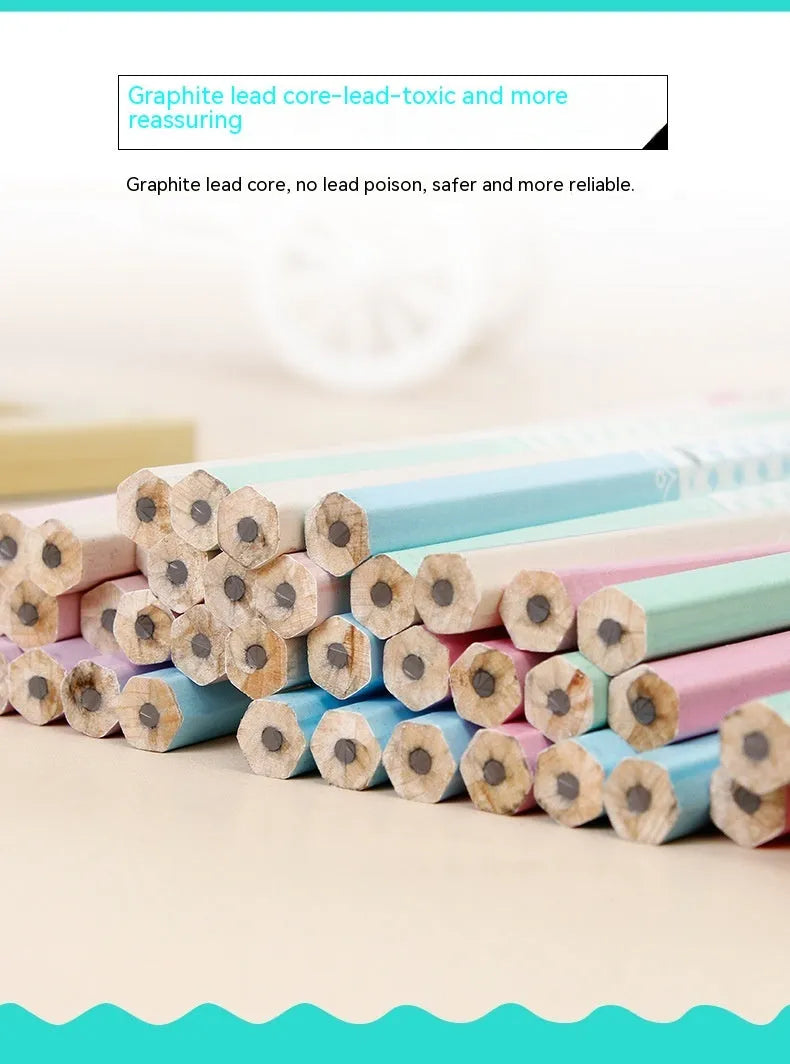 50 wooden mechanical pencils with hexagonal basswood barrels and HB refills