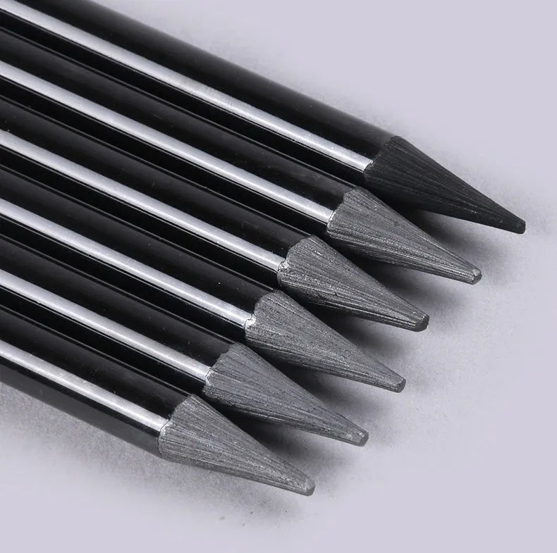 A pack of wooden graphite and carbonised drawing pencils on a suction card.
