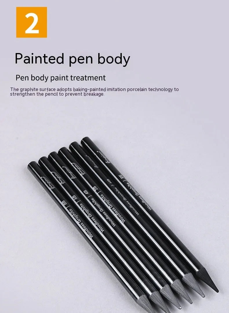 A pack of wooden graphite and carbonised drawing pencils on a suction card.