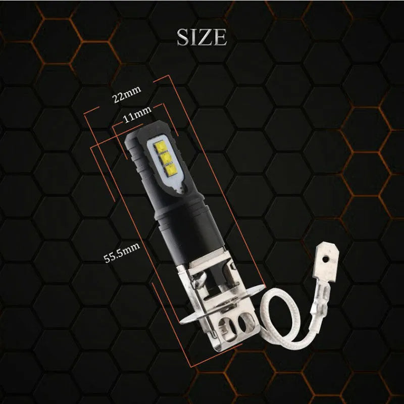Single aluminium alloy car fog light bulb with H1/H3 fittings and white light glass