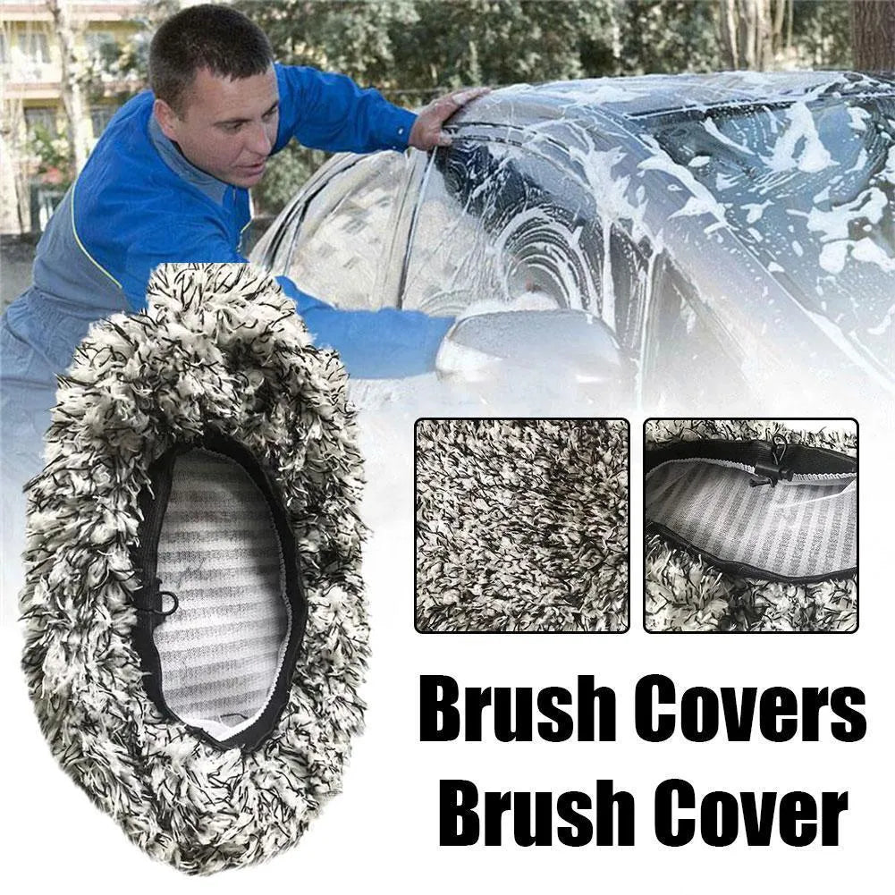 Replacement microfiber cloth cover for a long-handle flat mop or car wash brush.