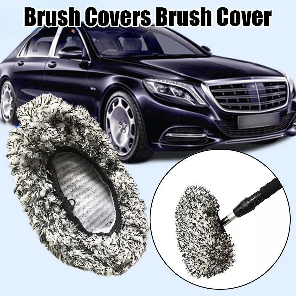 Replacement microfiber cloth cover for a long-handle flat mop or car wash brush.
