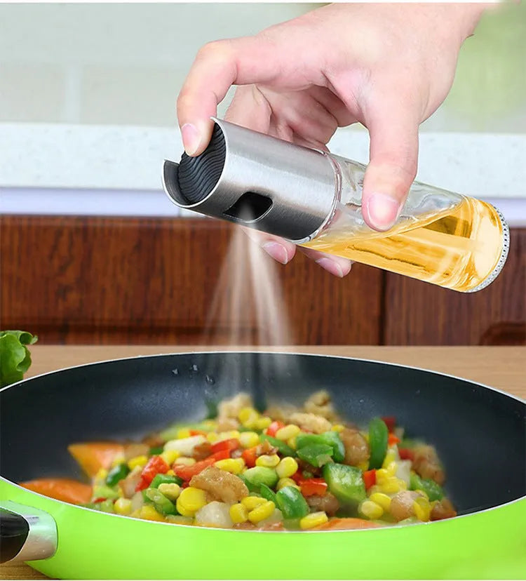 ABS and glass push-type oil vinegar spray bottle with 100ml capacity for kitchen and BBQ use