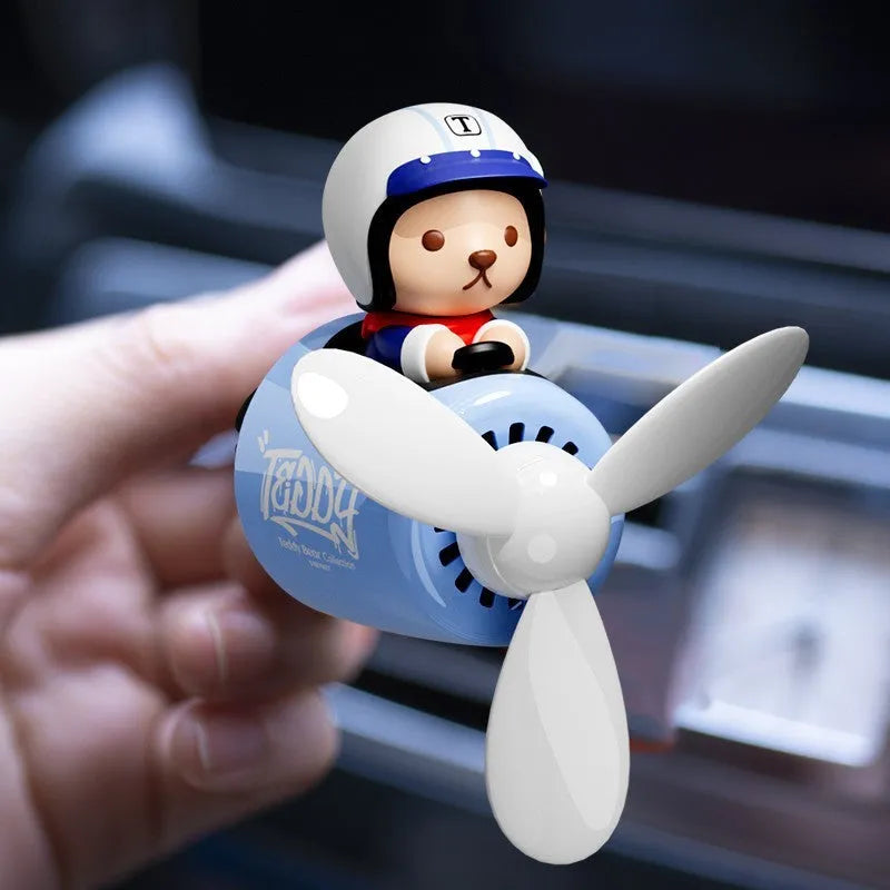 Blue plastic teddy bear car vent clip air freshener ornament with fragrance tablets