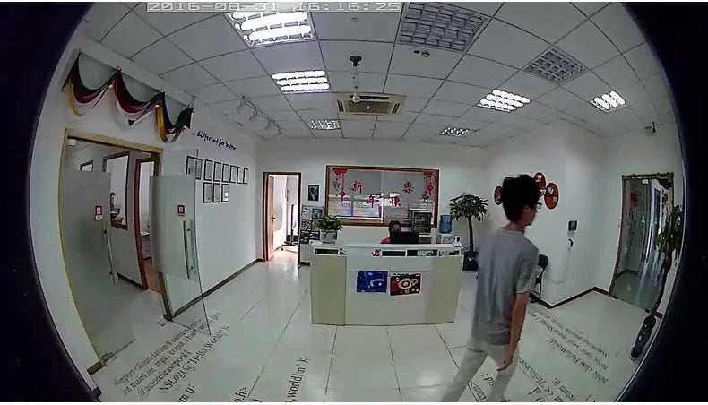 Fisheye network camera indoor 1.3MP 1280x960 1.7mm lens 10-30m range black plastic housing