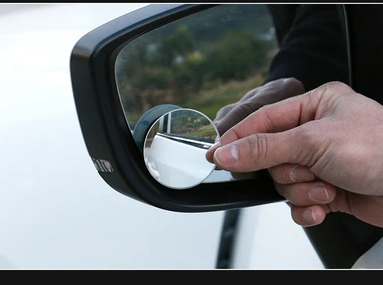 Silver 5cm convex blind spot mirror with adjustable bracket for car side mirror attachment