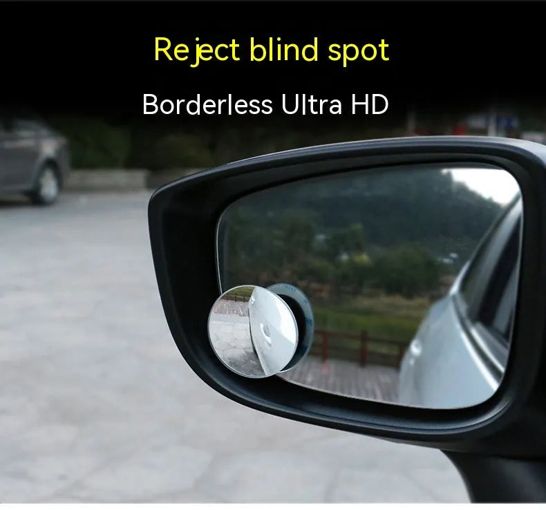 Silver 5cm convex blind spot mirror with adjustable bracket for car side mirror attachment