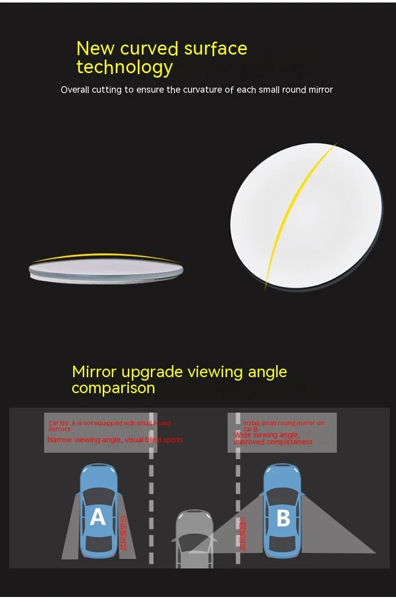 Silver 5cm convex blind spot mirror with adjustable bracket for car side mirror attachment