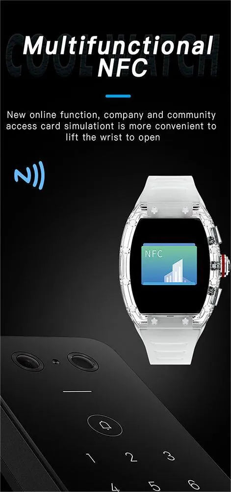YD5 smart watch with multi-function touch screen display, showing heart rate monitoring, in black colour option