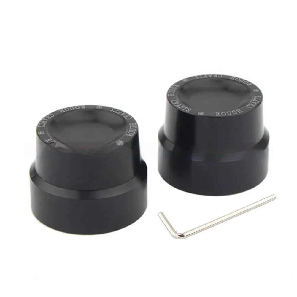 Black CNC aluminium front and rear axle decorative cap for Harley-Davidson Sportster and Street motorcycles