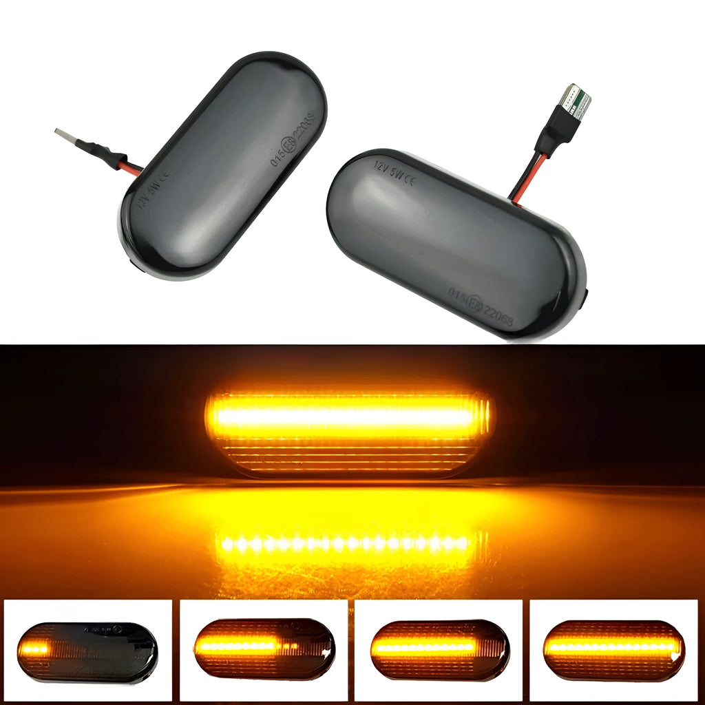 Flowing water side turn signal for Skoda Octavia with blackened shell and LED animation