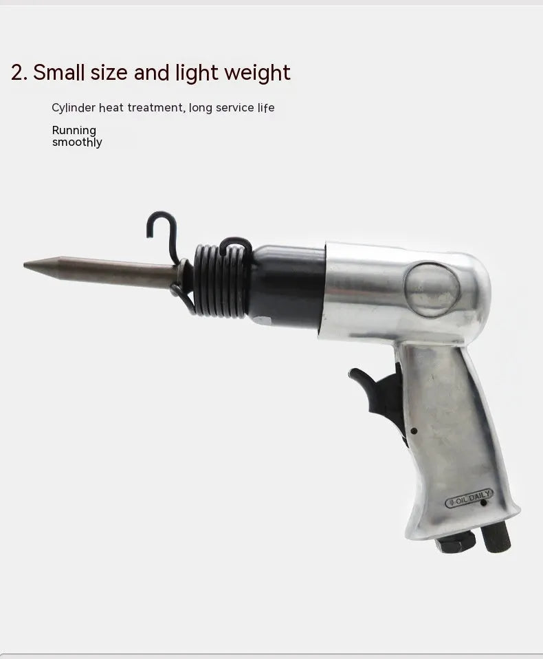 Air hammer tool with hexagonal and round handles for pneumatic rock drilling and industrial repairs