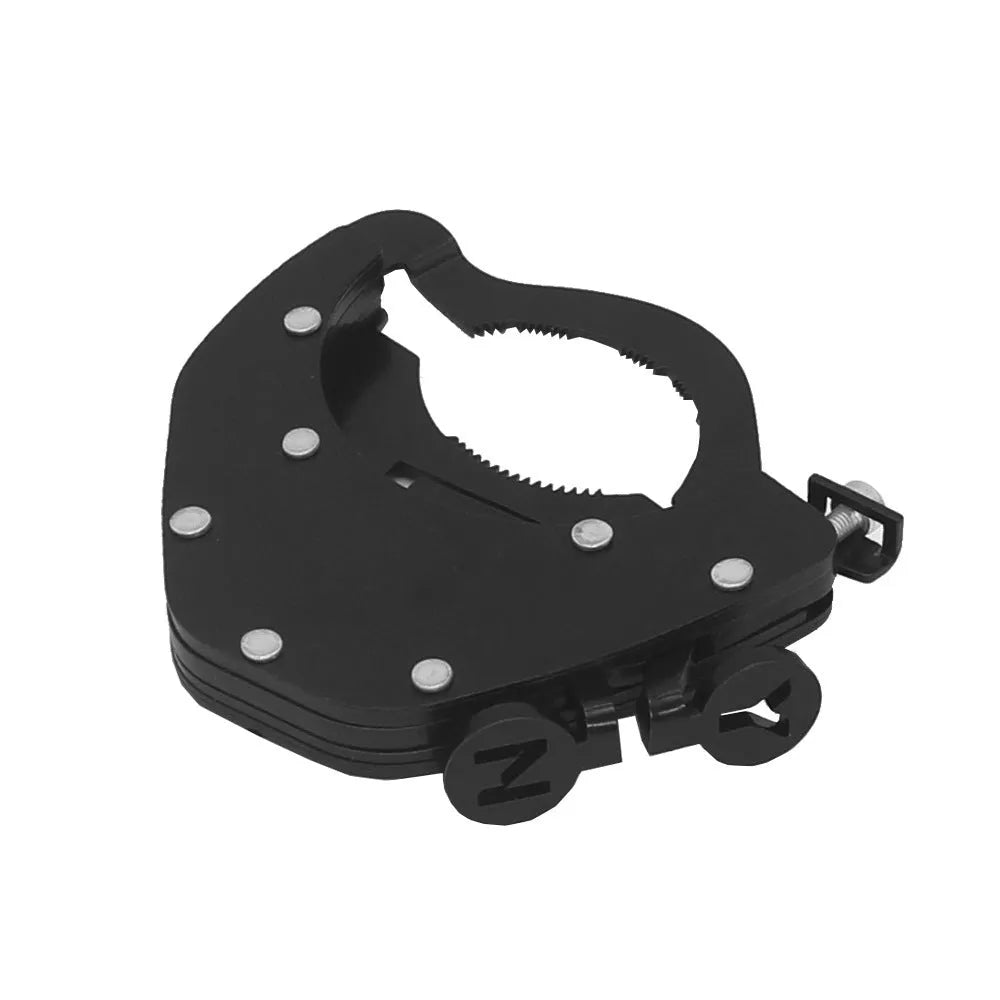 Stainless steel motorcycle throttle lock cruise control assist device showing bottom and top mount formats