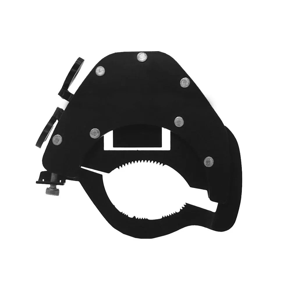 Stainless steel motorcycle throttle lock cruise control assist device showing bottom and top mount formats