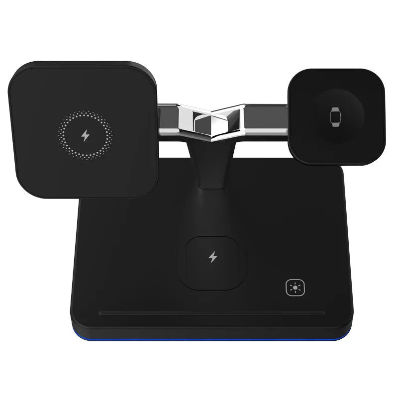 Three-in-one wireless charging vertical magnetic bracket in black or white with TYPE-C interface