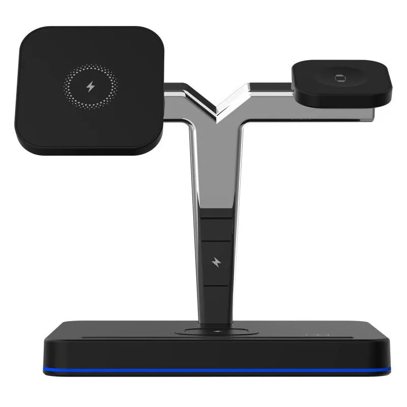 Three-in-one wireless charging vertical magnetic bracket in black or white with TYPE-C interface