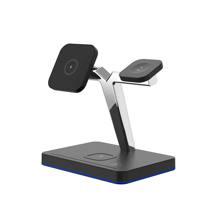 Three-in-one wireless charging vertical magnetic bracket in black or white with TYPE-C interface