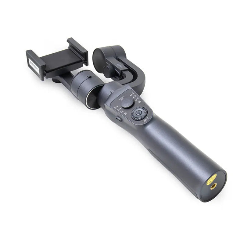 Black three-axis mobile phone gimbal stabilizer with hard case and tripod accessory