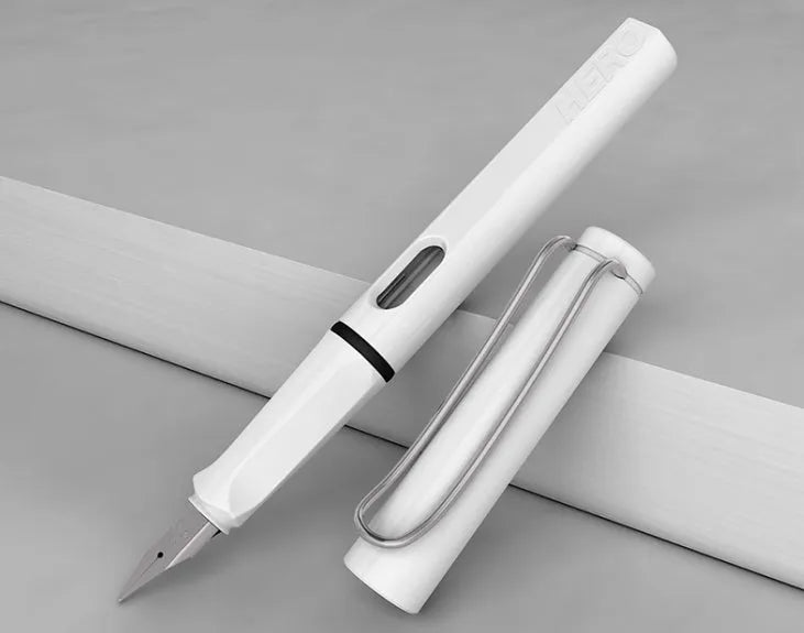 Adult calligraphy fountain pen with iridium nib, plastic metal barrel, glossy finish, 0.38mm 0.5mm