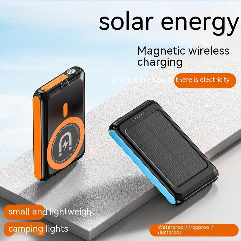 5000mAh magnetic solar charging unit with PVC shell in compact size 107x68x19mm