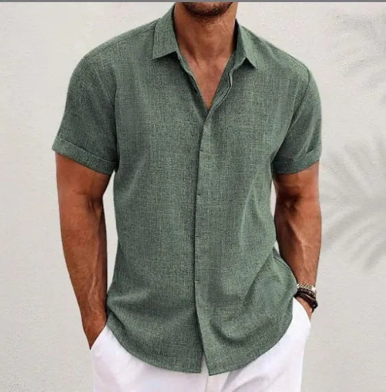 Men's light grey lapel cardigan in a loose fit long sleeve style