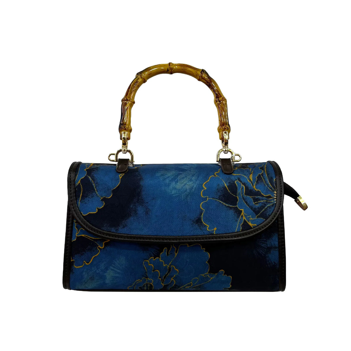 Vintage Chinese-style Xiangyun silk handbag with retro patterns, horizontal rectangular shape and single strap.