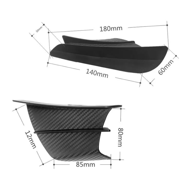 Universal motorcycle spoiler wing with four glossy finish options including forged and carbon fibre patterns