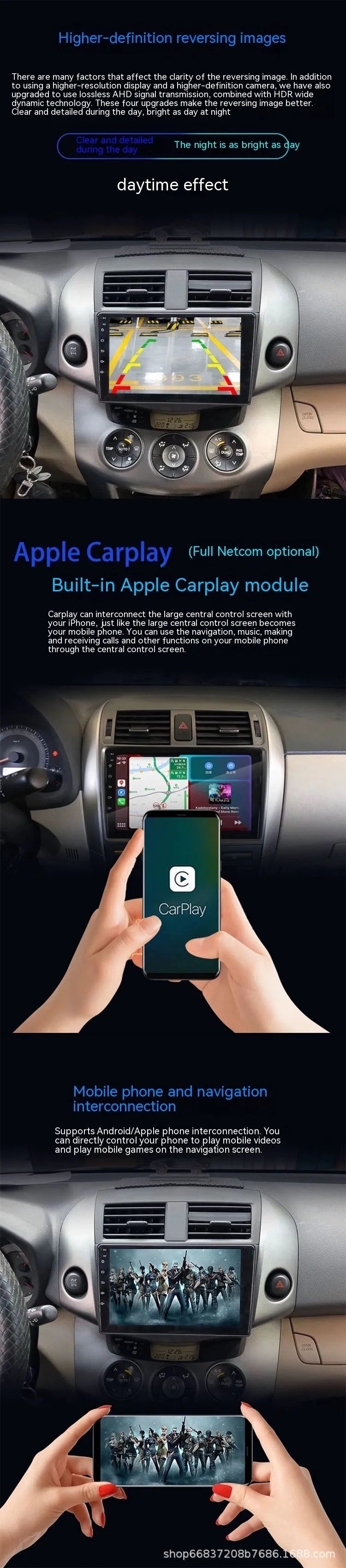 Android smart car head unit with 9-inch touchscreen for Ford Fox, showing interface with climate controls and navigation.