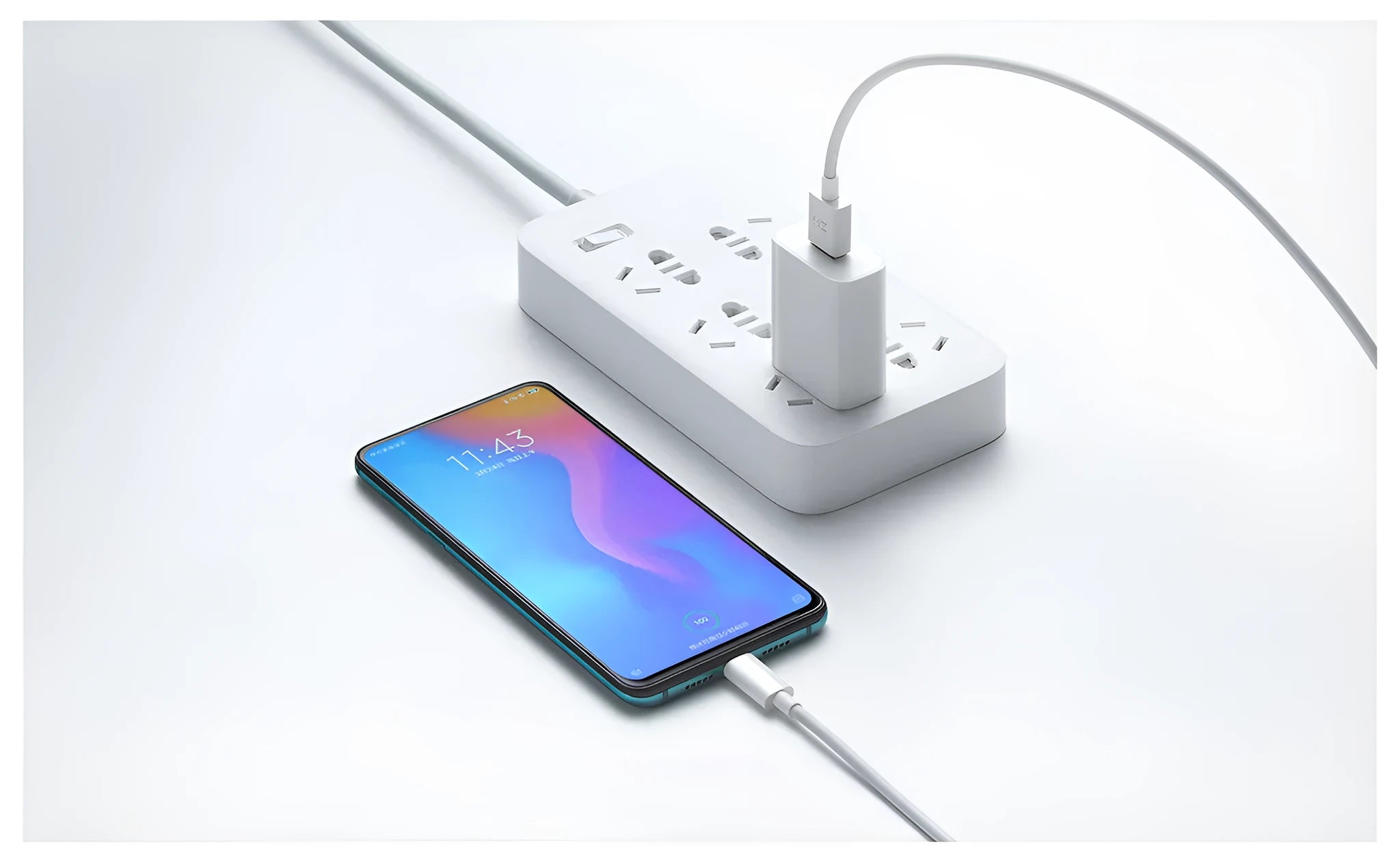 White Mi USB Fast Charger MDY-08-EH with single USB-A port on a plain background